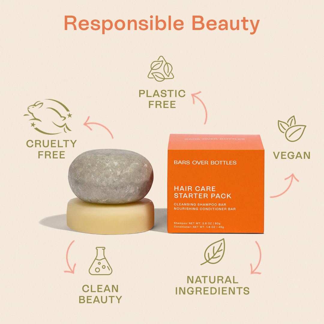 Rosemary Solid Shampoo & Conditioner Set | For Thinning Hair & Frizz Control | Vegan, Sulfate-Free, Eco-Friendly | Plastic-Free Hair Care | Made in Brazil