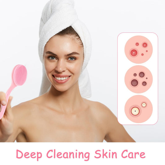 BOHUIZ 2Pcs Silicone Face Brush Manual Face Scrub Brush, Soft Facial Cleansing Brush Waterproof Exfoliating Face Brush Skin Friendly Face Cleaner Brush for Blackheads Makeup Residues Removal