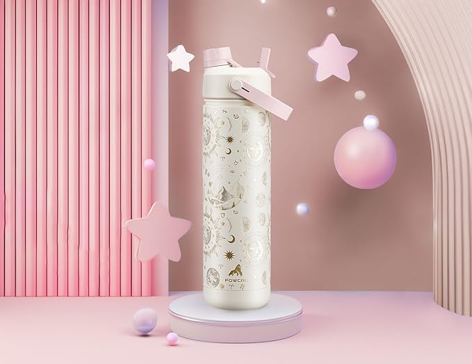 26 oz Insulated Water Bottle with 2-in-1 Straw and Spout Lid, Keep Cold 24H, Leak-Proof, Fits in Car Cup Holder, Stainless Steel Water Bottle for Sports, Travel, and School (Stellar Dream)