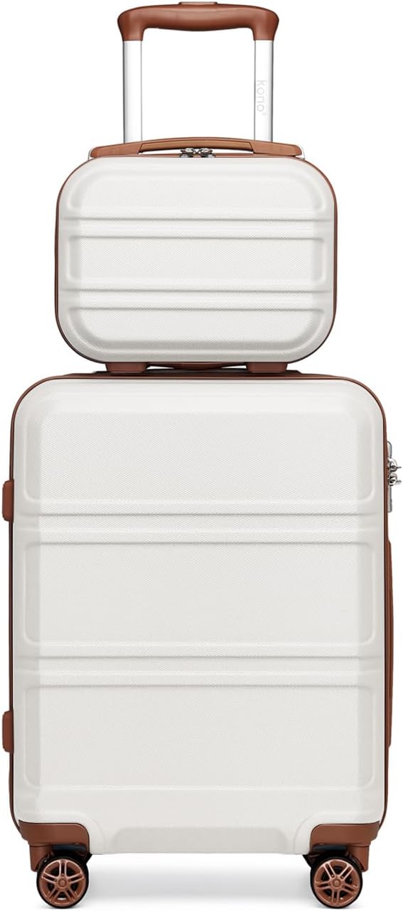 Kono Carry On Luggage Set Lightweight Airline Approved Carry On Suitcase with TSA Lock Spinner Wheels Durable Luggage Hardside Cream White