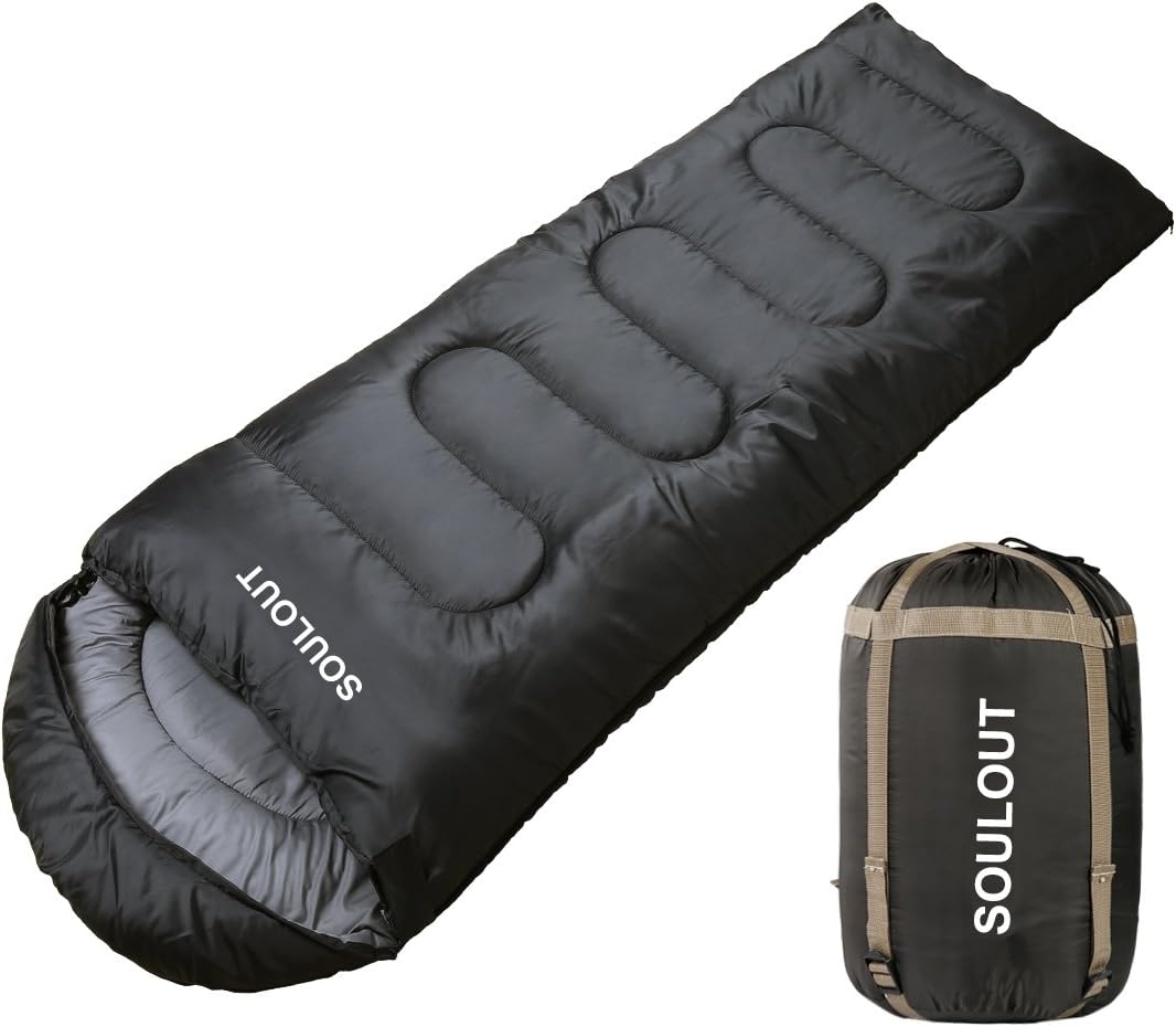 3-4 Season Sleeping Bag for Adults & Kids, Lightweight Warm Cold Weather Camping Bag with Waterproof Compression Sack – Portable for Hiking, Backpacking, Traveling & Outdoor Adventures (M-Dark Grey)