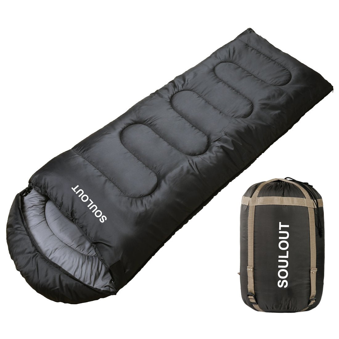 3-4 Season Sleeping Bag for Adults & Kids, Lightweight Warm Cold Weather Camping Bag with Waterproof Compression Sack – Portable for Hiking, Backpacking, Traveling & Outdoor Adventures (M-Dark Grey)