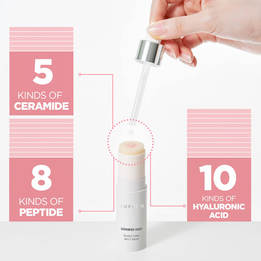 CORÉANA Ceramide Shot Double Core Multi Balm – High Moisturization Skin Barrier Treatment Multi Usable Balm Stick – For Face, Neck and Lips – Wrinkle Care Moisturizing Balm – Fragrance Free, 0.35oz.