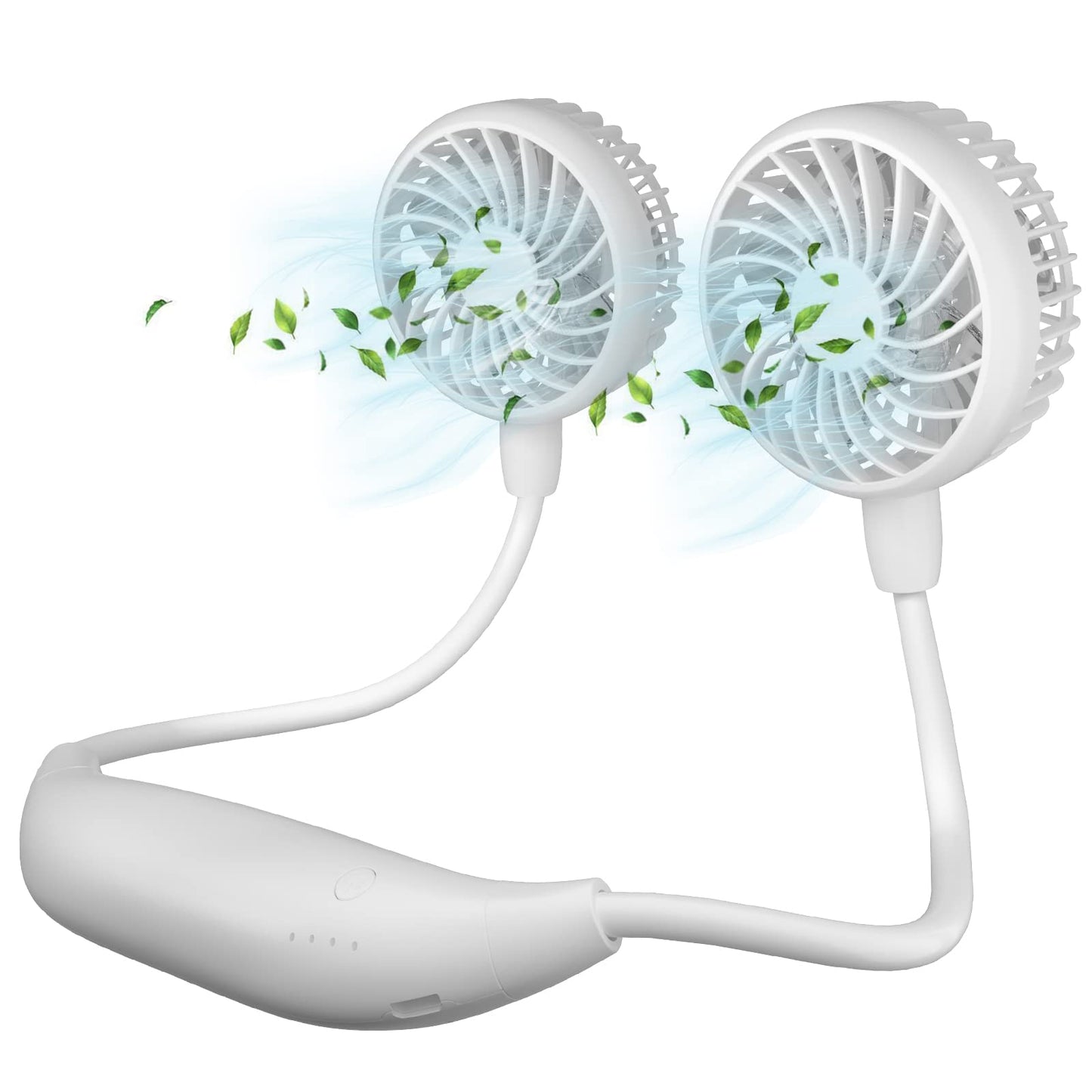 HandFan 5000mAh Neck Fan, 26H Longest Runtime - 6 Speeds Visible Blades Portable Fan, 360° Flex Neck for Gym Office Travel, Safety Grille & Hair Protection (White)