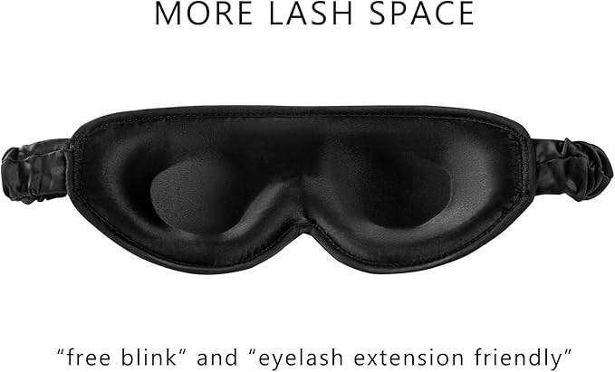 ALASKA BEAR Upgraded Silk Eye Mask with Deep Contour Molded Cups for Beauty Sleep & Lashes Extensions, Zero Pressure Sleeping Eye Cover with Silk-Cover Adjustable Strap