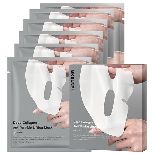 Collagen Face Mask Hydrating Overnight Collagen Face Mask (6 pcs/1 Box) Deep Collagen Anti Wrinkle Lifting Mask - Pure Collagen Films for Improve Elasticity Firming And Moisturizing
