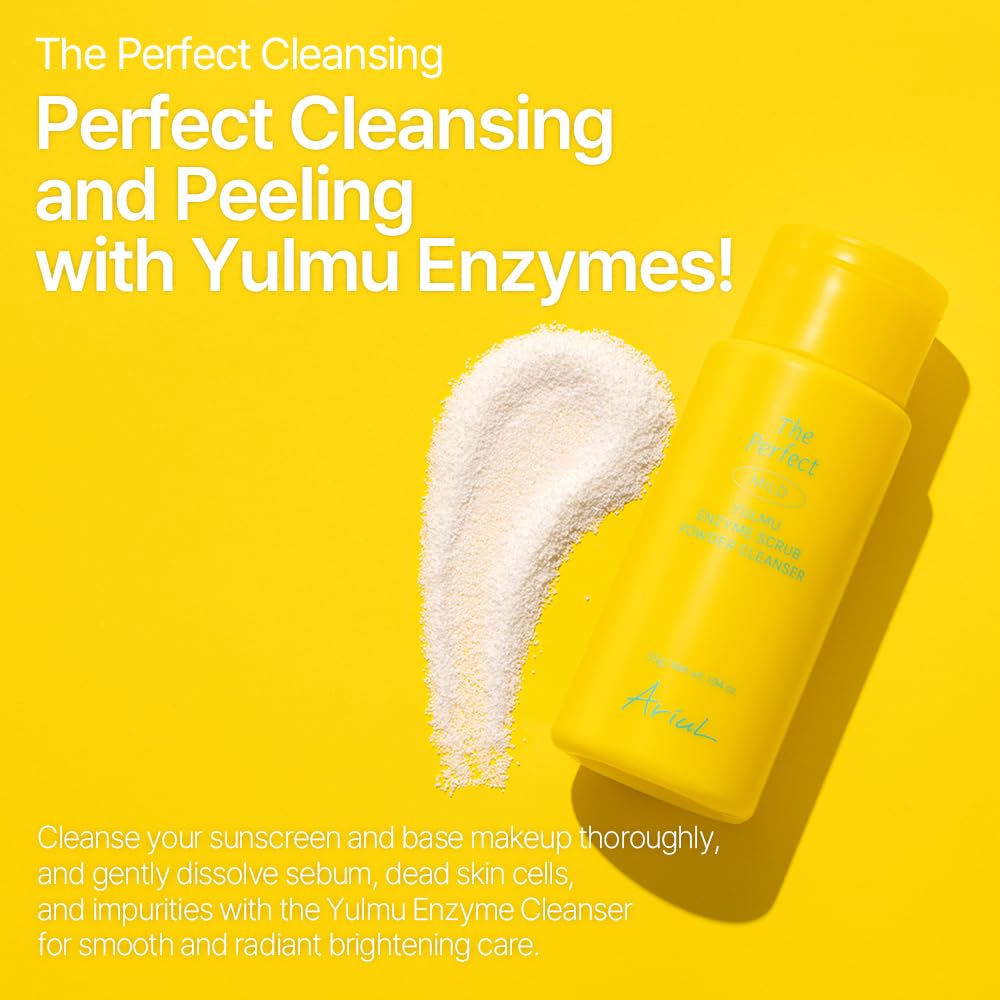 Ariul The Perfect Yulmu Enzyme Scrub Powder Cleanser – Gentle Exfoliation with Job’s Tears & Enzymes, Pore Cleansing, Non-Irritating & & Vegan Formula, Korean Skin Care, 55g / 1.94 oz