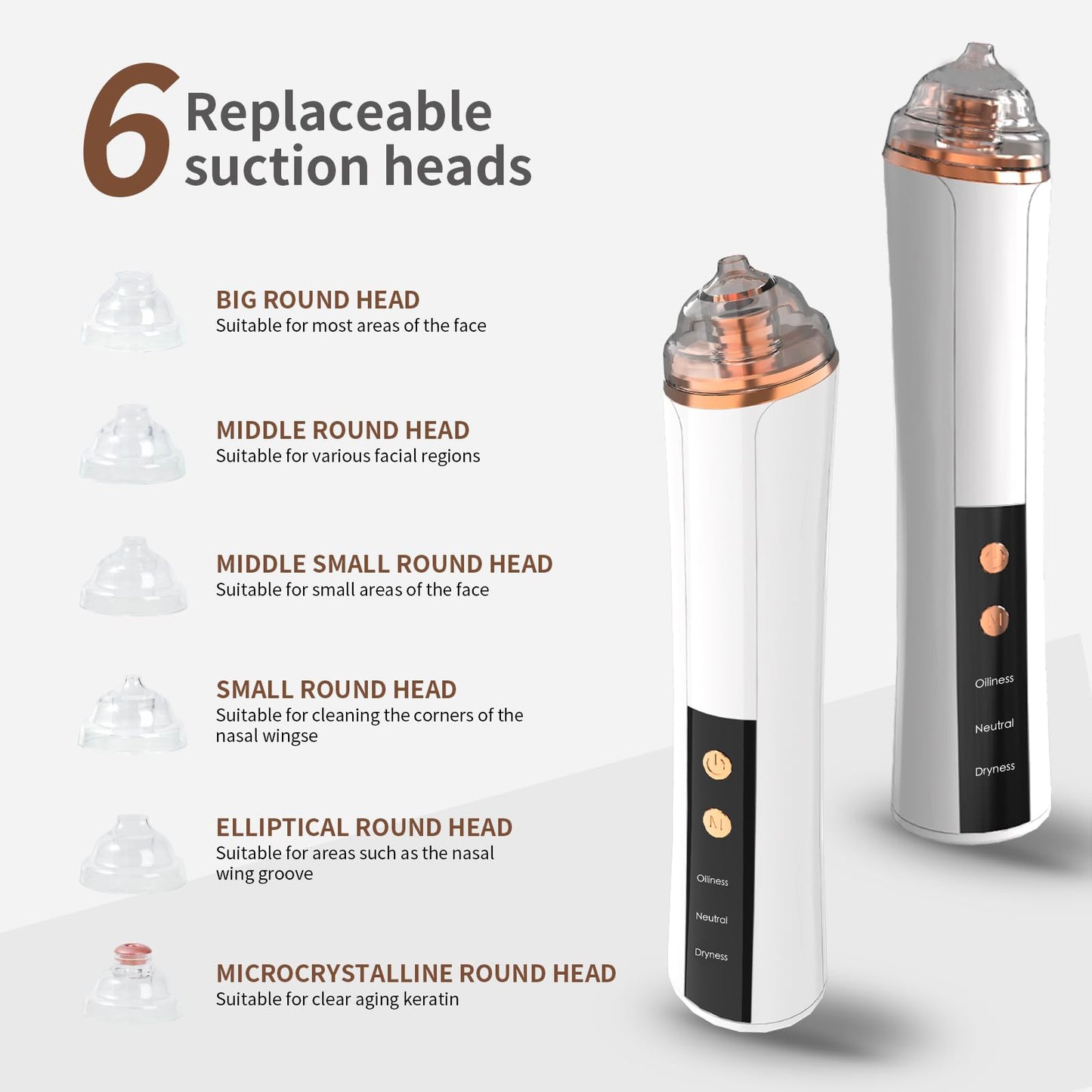 Blackhead Remover Pore Vacuum,Facial Pore Cleaner-6 Suction Power,3 Adjustable Suction Levels,USB Rechargeable Blackhead Vacuum Kit Electric Acne Extractor Tool for Women & Men (Off White)