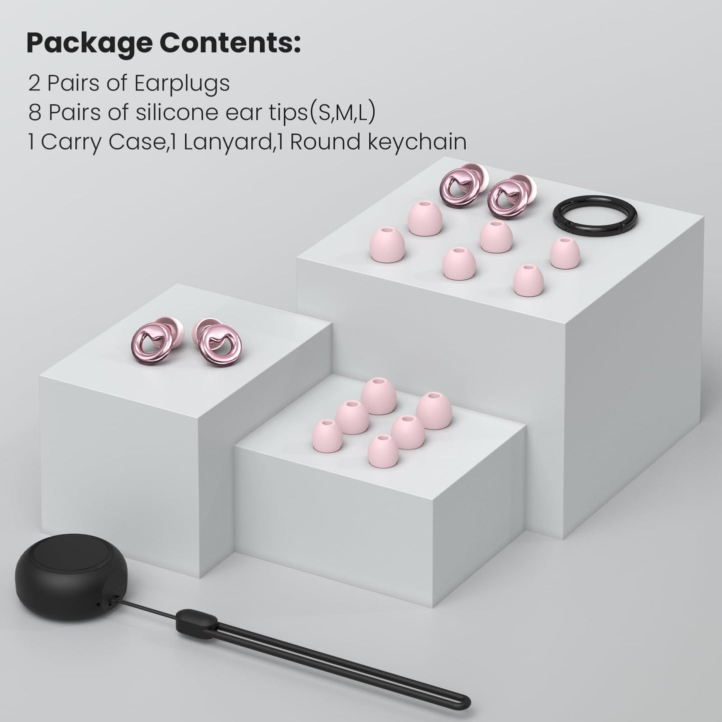 JUSTRVN Ear Plugs for Sleeping,2 Pairs of Stylish Reusable Noise Reduction Earplugs with 8 Pairs Tips & case,Hearing Protection Earplugs for Concert,Travel,Work,Live Events - 25dB-30dB