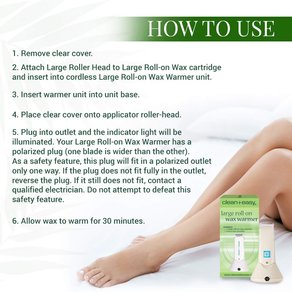 Clean + Easy Wax Roller Warmer Kit – Professional Roll On Wax Warmer for Hair Removal, Portable Heater for Face, Arms, Legs & Body, At-Home or Salon Use, Unit Only (120V)