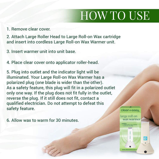 Clean + Easy Wax Roller Warmer Kit – Professional Roll On Wax Warmer for Hair Removal, Portable Heater for Face, Arms, Legs & Body, At-Home or Salon Use, Unit Only (120V)