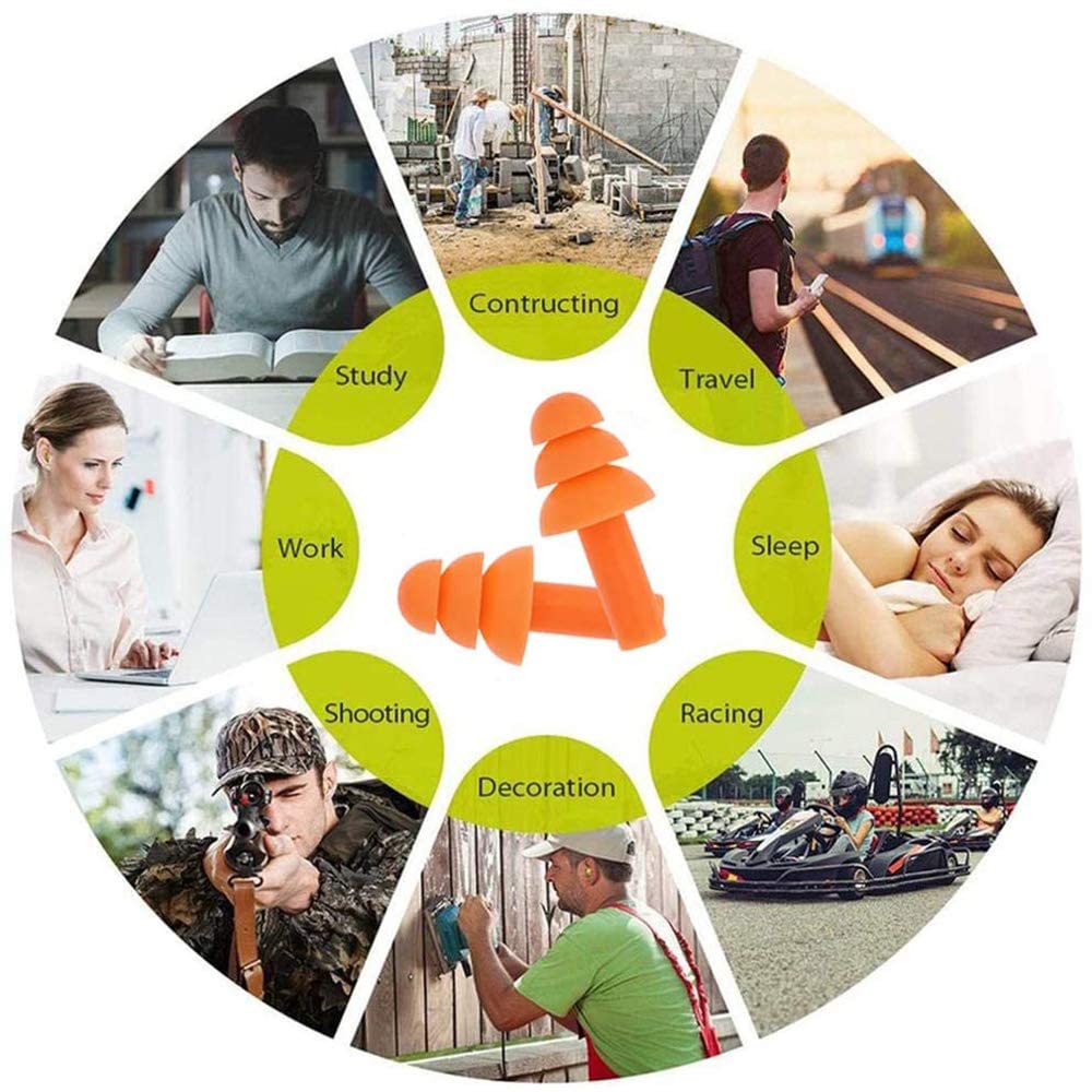 Ear Plugs for Sleeping,16 Pairs Noise Canceling Soft Reusable Silicone Earplugs Waterproof Noise Reduction Earplugs for Concert,Swimming,Study,Loud Noise,Snoring