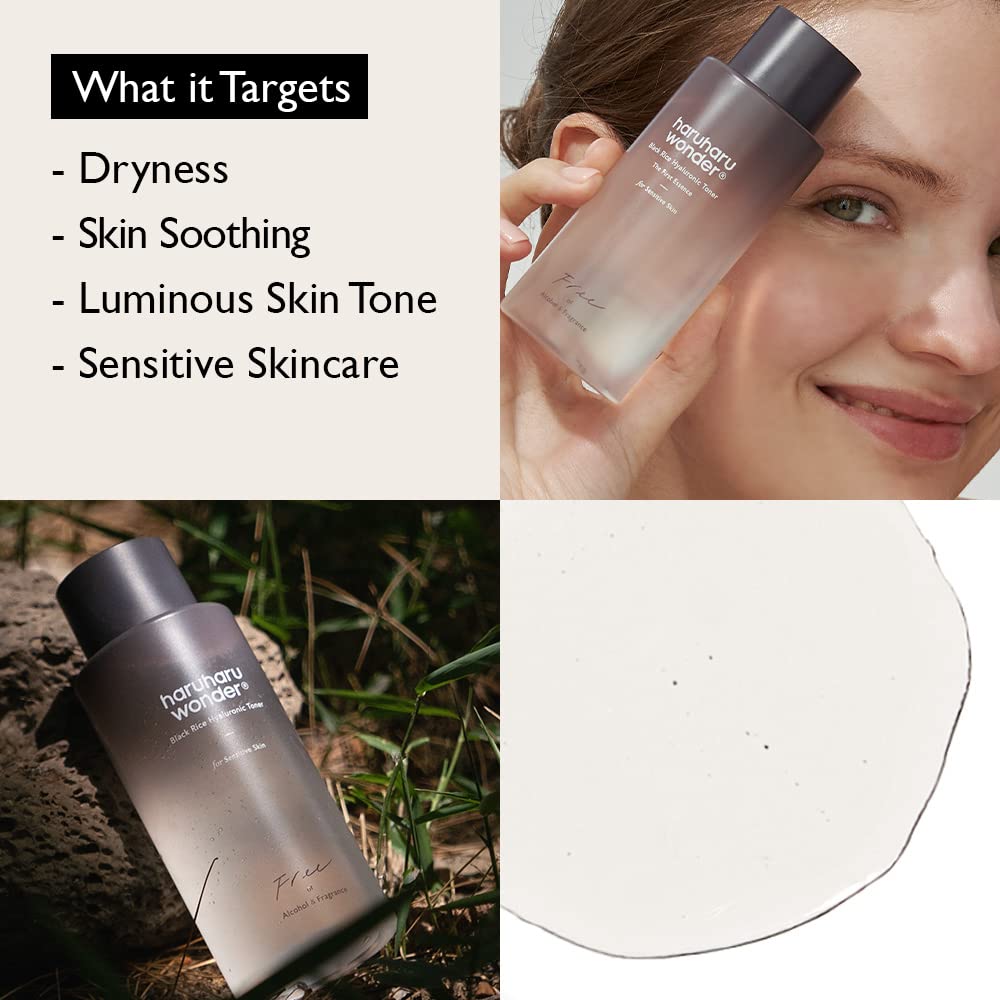 haruharu Wonder Black Rice Probiotics Barrier Essence & Black Rice Hyaluronic Toner for Sensitive Skin Set