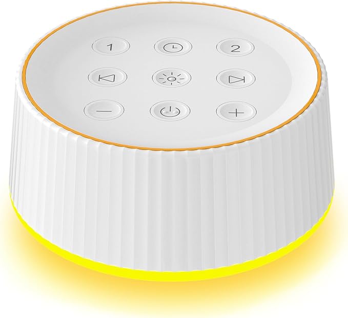 BGOVERSS Sound Machine with 30 Soothing Sounds, 16 Colors Night Light White Noise Machine for Adults Baby Kids Sleep Machines Function 36 Volume Levels 5 Timers for Home Office Travel (White, /)