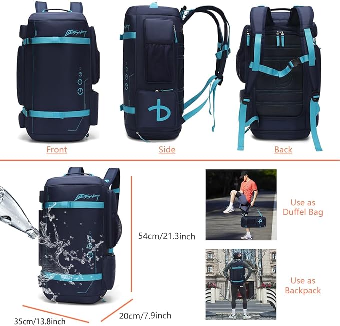 BE SMART 40L Extra Large Gym Backpack for Men, Big Gym Bag with Shoes Compartment, Waterproof Heavy Duty Duffel Bags, Men's Workout Backpacks for Outdoor Sport,Hiking,Camping,Travel