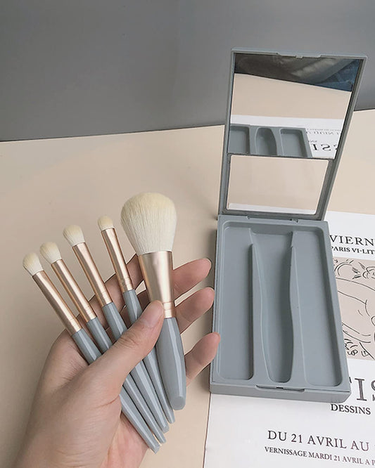 Travel Size Makeup Brushes Set, Easy-taken Mini Makeup Brush Set with Case and Mirror, Small Complete Function Cosmetic Brushes Kit Perfect for On The Go (Pink)