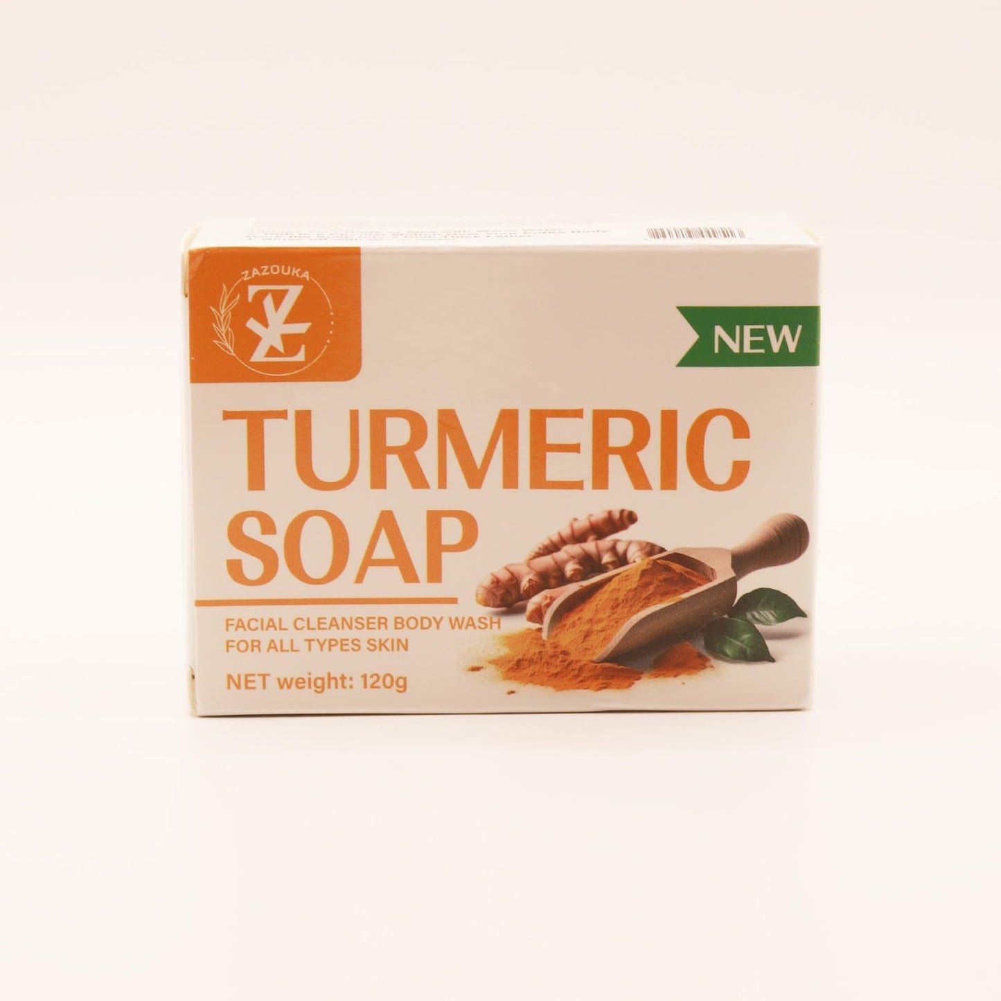 Zazouka Beauty Natural Turmeric Soap Bar, Face & Body Cleanser, Skin Lightening & Anti-Aging, 120g