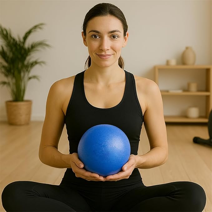 6 Inch Mini Exercise Pilates Yoga Ball for Yoga, Barre Training and Physical Therapy- Improves Balance with Inflate Pump(Black)
