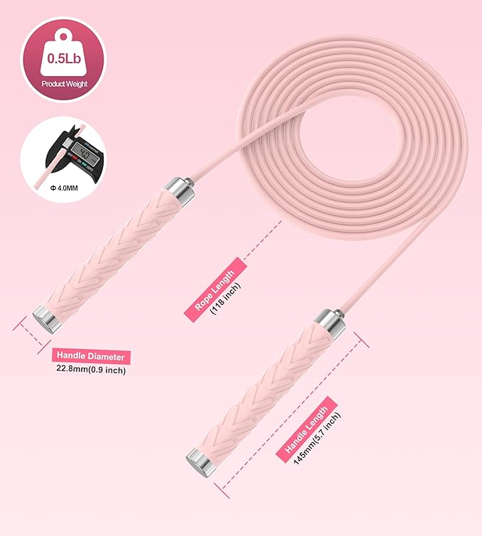Jump Rope for Fitness, AUMCDIK Speed Skipping Rope for Women Men, Adjustable Jumping Rope with Alloy & Silicone Handle for Workout Boxing Aerobic Exercise