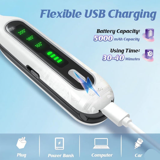 Sunmay Cordless Mini Flat Iron, 3/10" Pencil Hair Straightener for Short Hair, Pixie Cut & Bangs, Portable Dual Voltage Travel Curling Iron