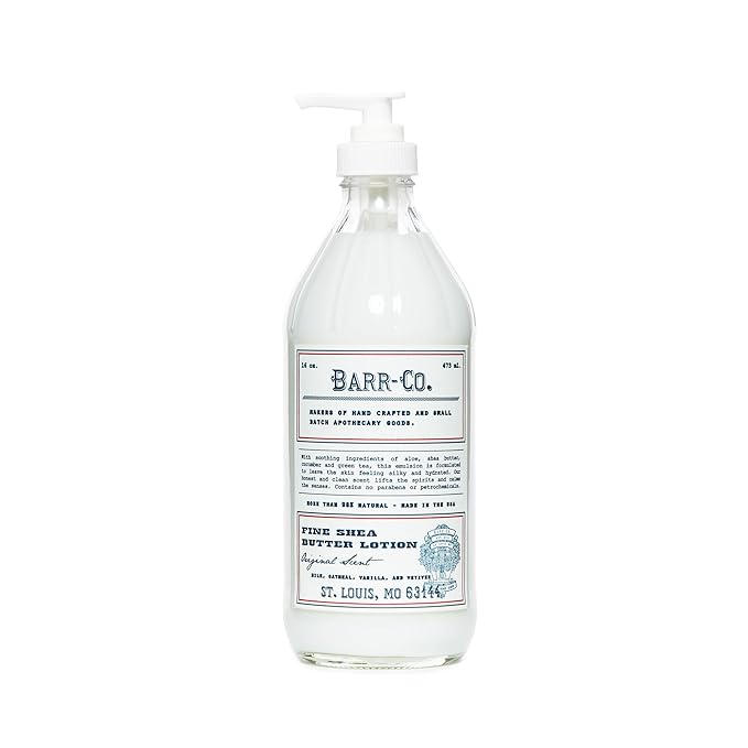 BARR-CO. Original Scent Shea Butter Lotion, Tranquil and Comforting Milky Scent with Oat, Vanilla & Vetiver, Shea Moisturizing Lotion for Sensitive Skin, 16 fl oz