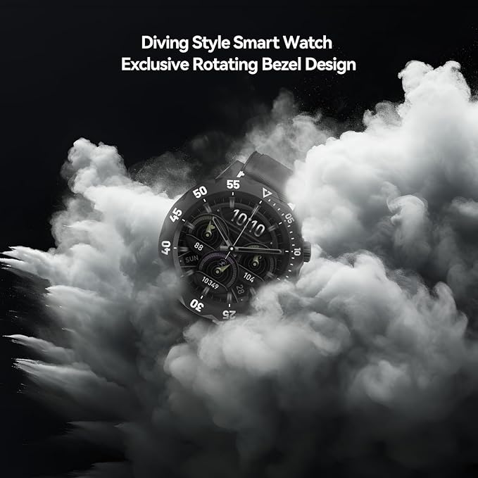 KAVVO Oyster Urban Smart Watch for Men, 46mm Fitness Smartwatch with Blood Oxygen Heart Rate Sleep Monitor, Multiple Sports Modes Tracker for Android iOS Phones (Cool Black)