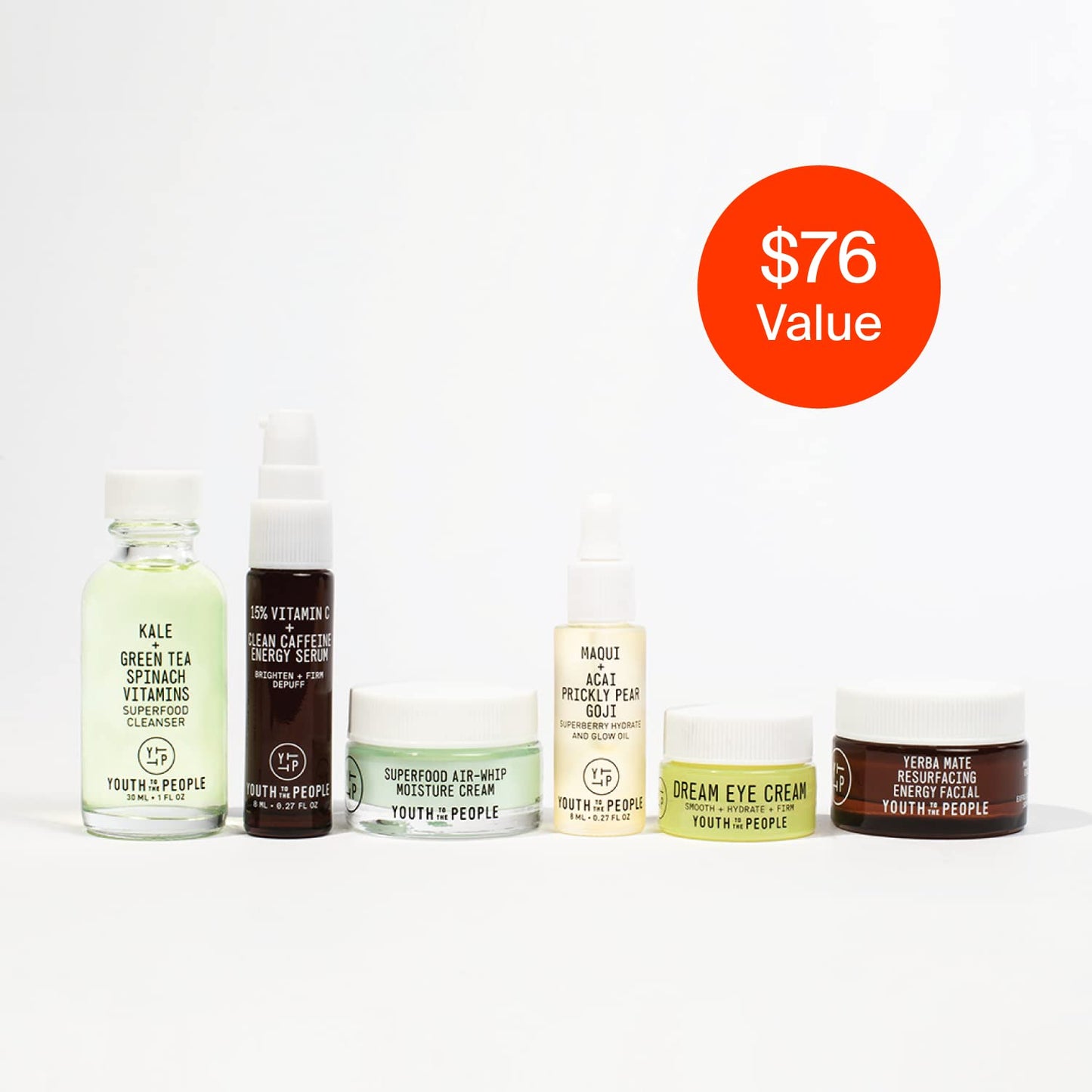 Youth To The People Youth System Set, 6-Pc Superfood Antioxidant Skincare Giftset, Mini Travel Cleanser, Dewy Face Oil, Hydrating Moisturizer, Brightening Serum, Exfoliating Facial Mask, and Eye Cream