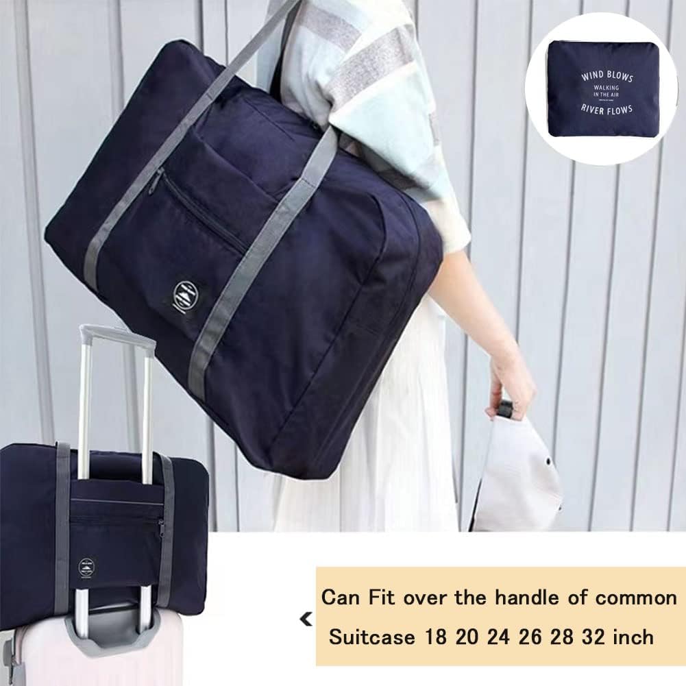 Foldable Travel Duffel Bag (2 Pack), For Spirit Airlines, Weekender Overnight Bag, Tote Carry on Luggage Sport Duffle Weekender Overnight for Women and Girls (2Pack-Red Black)