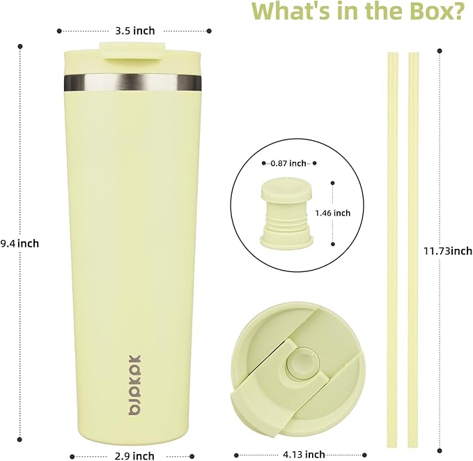 BJPKPK 30oz Insulated Tumbler With lid And Straw Stainless Steel Tumblers Travel Coffee Mug Reusable Thermal Cup,Macaron Green