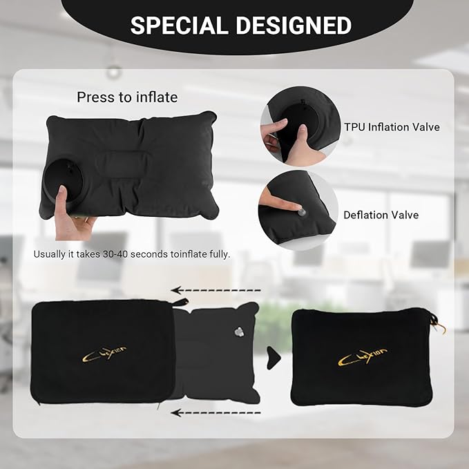 Travel Blanket & Pillow Set, 300 GSM Soft Fleece, 60x43 Inches, 3-in-1 Airplane Blanket, Travel Pillow and Blanket Set, Travel Blanket Airplane Compact with Bag, Travel Essentials, Black