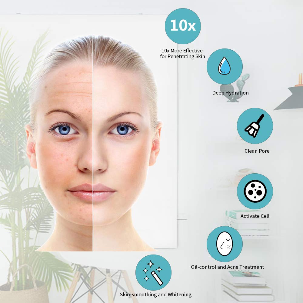 Facial Steamer-Nano Ionic Facial Steamer Warm Mist Humidifier Atomizer Sprayer Moisturizing Face Steamer Home Sauna SPA Face with 4 Piece Stainless Steel Skin Kit and Hair Band(Green)