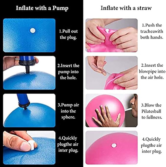 9 Inch Exercise Pilates Mini Yoga Balls Barre for Home Stability Squishy Training Physical Therapy Improves Balance with Inflatable Straw