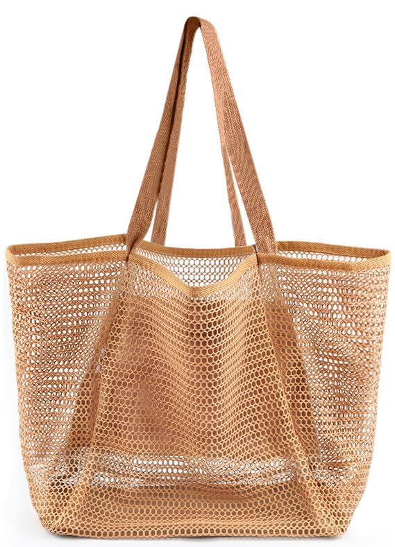 HOHOM Beach Bags for Women, Summer Travel Mesh Tote Bag with Large Inner Pocket, Sandproof Woven Shoulder Handbag Swim Pool Bag, Suit for Family Vacation Essentials