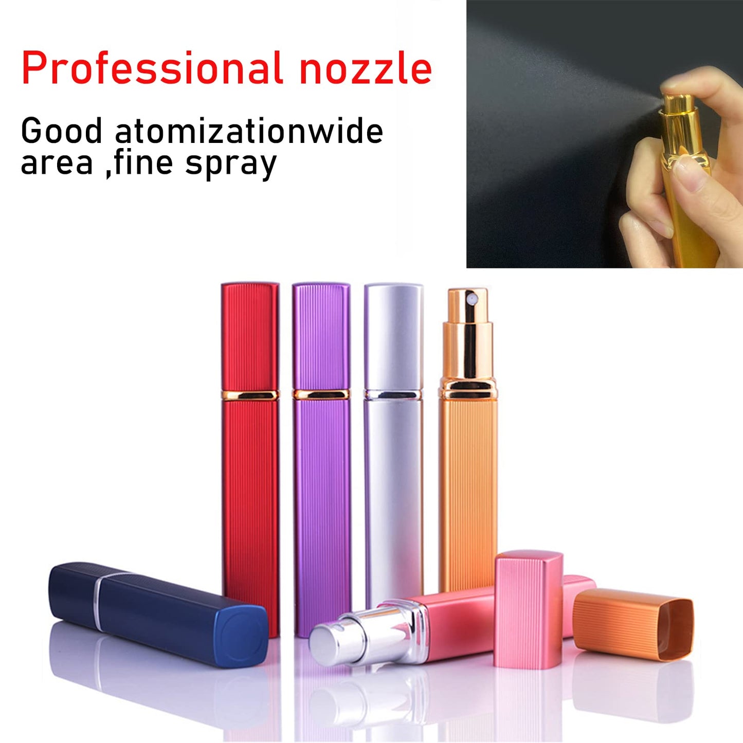 12ML Perfume Atomizer Bottle Refillable,Mini Portable Spray Bottle,Scent Pump Case,With Dispenser tool,for Out Side Work Travel Fitness (Pack of 6)