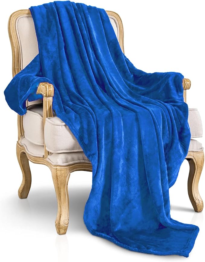 JIAHANNHA Fleece Blanket King Size Royal Blue 108 by 90 Inches Blankets for Couch Sofa Bed 280GSM,Super Soft Cozy and Luxury Bed Blanket for All Season