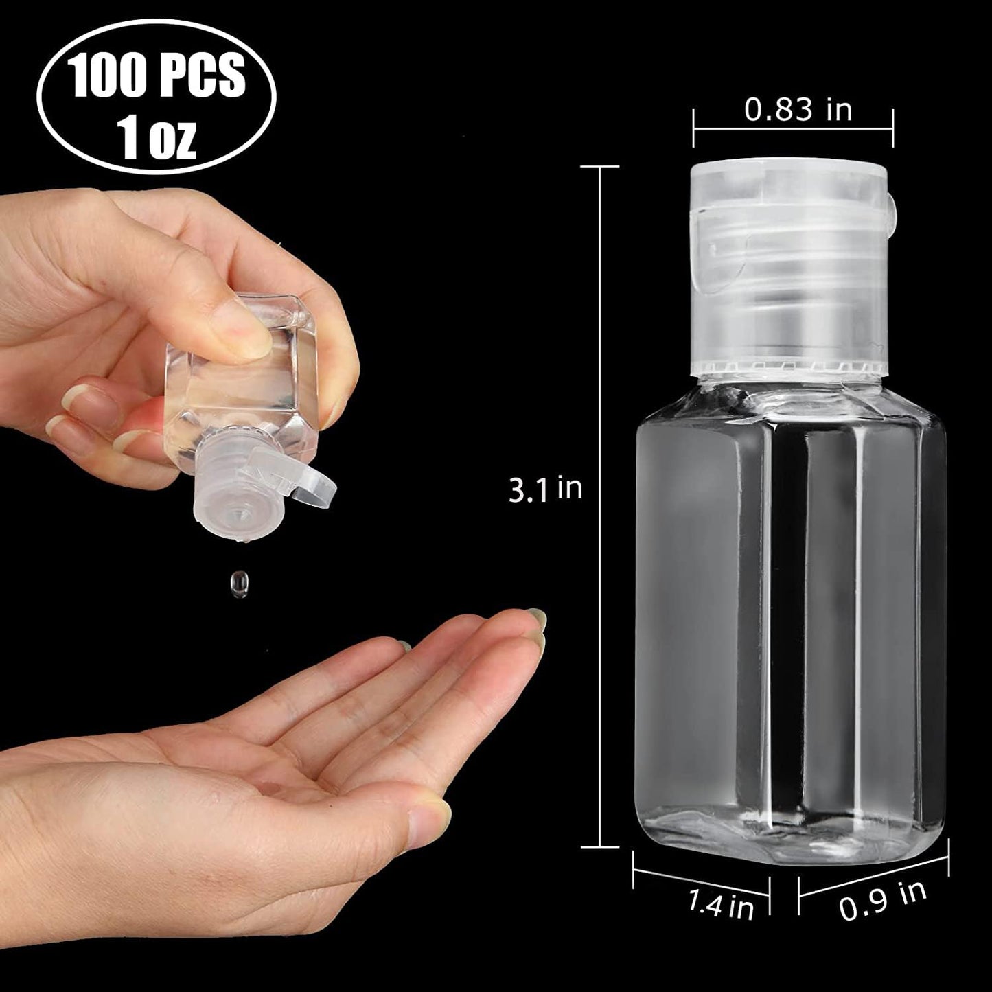 100PCS 1oz Travel Bottles with Caps Mini Small Plastic Travel Shampoo Bottles Empty Bottles, Refillable Cosmetic Containers with Flip Cap Clear Small Bottles for Liquid, Lotions, Toner, Body Soap