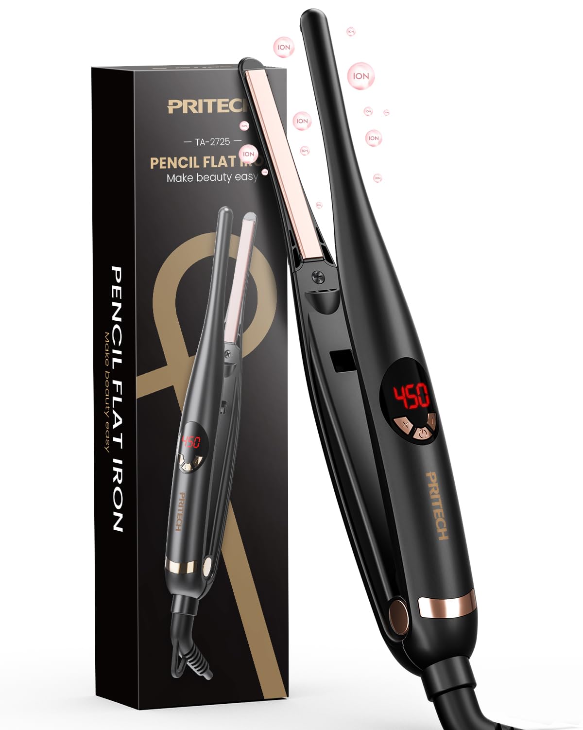 Small Flat Irons for Short Hair, 3/10" Thin Flat Iron for Short Hair, Pixie Cut and Bangs, Negative Ions Small Hair Straightener for Edges with 10th Adjustable Temp. Auto Shut Off