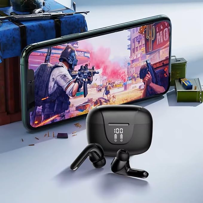 Bluetooth 5.3 True Wireless HiFi Stereo Earbuds. Long Battery Life, LED Power Display, Wireless Charging Case, and IPX5 Waterproof Earbuds Perfect for Sports, TV, Smartphones, Laptops, and more