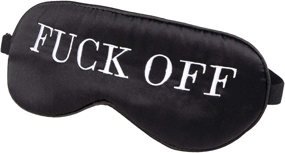NMM Global 100% Mulberry Silk Sleep Mask Blackout, Cute Natural Sleeping Mask with Adjustable Elastic Strap, Satin Eye Cover for Men Women Adults (Fuck Off)