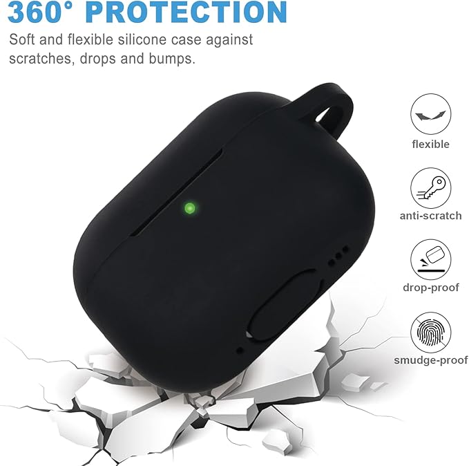 Case for Apple Airpods Pro 3 (2025) - VOTILE Airpods Pro 3 Cases Cover Women Silicone iPods Pro 3 Earbuds Wireless Accessorie Charging Cases Girl Keychain for Airpod iPods Pro 3 Generation - Black