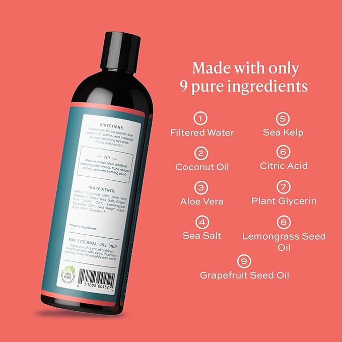 Aleavia Citrus Bliss Body Cleanse – Organic & All-Natural Prebiotic Body Wash, Scented with Pure Essential Oils – Nourish Your Skin Microbiome – 16 Oz.