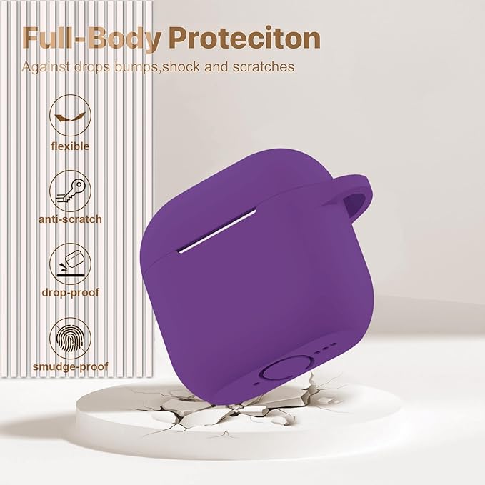 Case Cover for Apple Airpods 4 - VOTILE Airpods 4 Cases 2024 Cover Women Silicone iPods 4 Earbuds Wireless Accessorie Charging Cases Girl Bling Keychain for Airpod iPods 4th Generation - Dark Purple