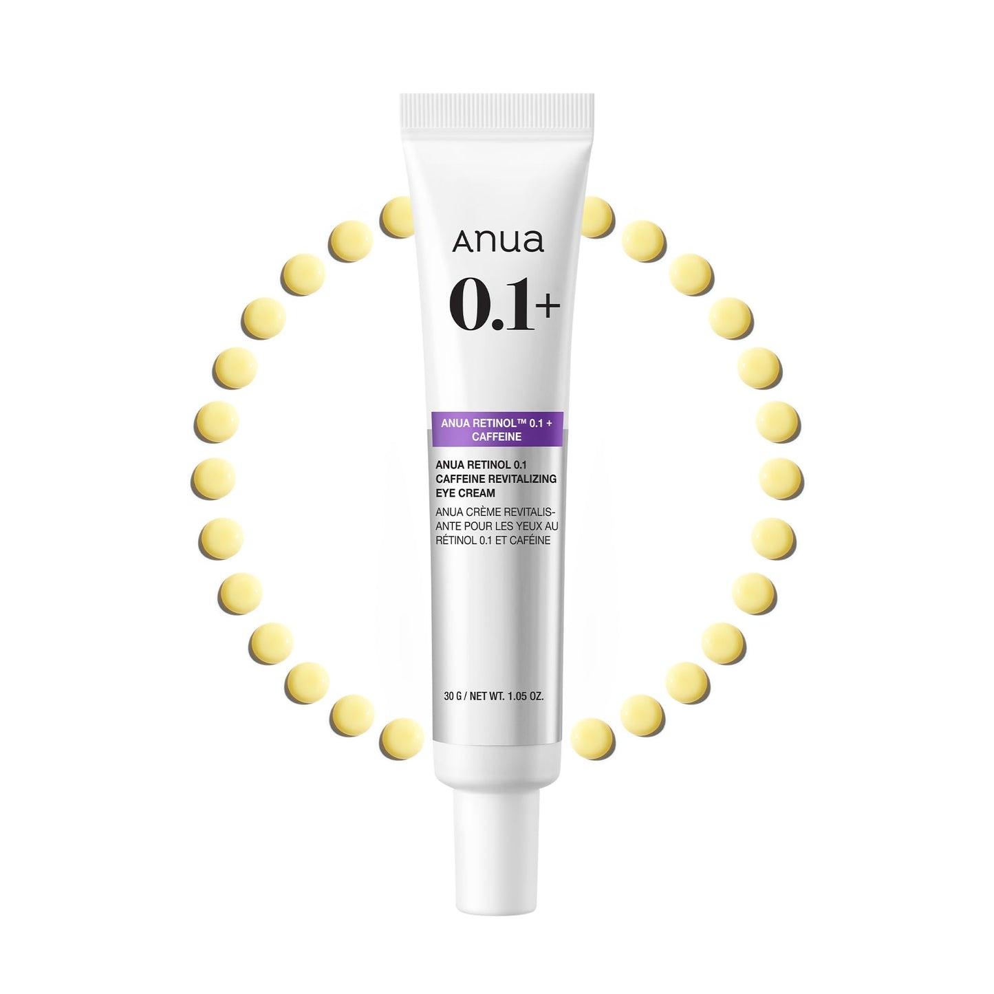 ANUA Retinol 0.1 Caffeine Revitalizing Eye Cream, Under Eye Cream For Hydration, Glow Up Eye Contour, Niacinamide, Retinol For Face, Night Cream For Eye Care, Korean Skin Care (30g/1.05oz)