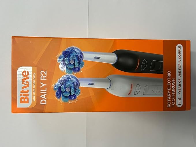 Bitvae Rotating Electric Toothbrush 2 Packs for Adults with Pressure Sensor, Gifts for Men/Women, 5 Modes Rechargeable Power Toothbrush with 8 Brush Heads, Black & Pink, R2