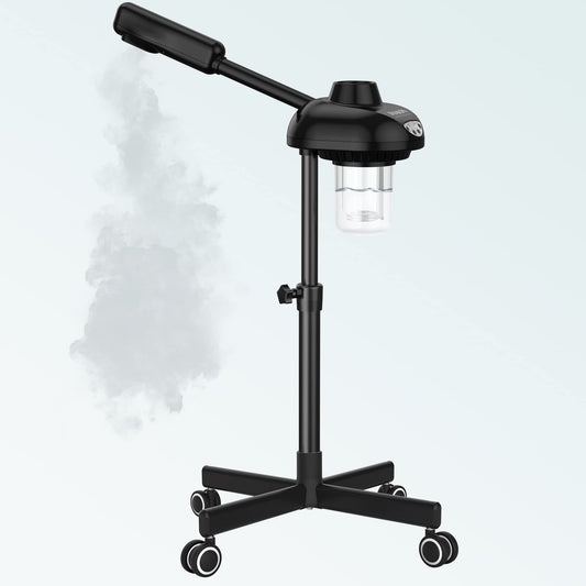 TASALON Steamer on Wheels for Professional Skin Rejuvenation, Facial Steamer Kit for Home, Spa, Clinic - Warm Mist, Ozone Face Humidifier - Pore Opener and Cleanser-Black
