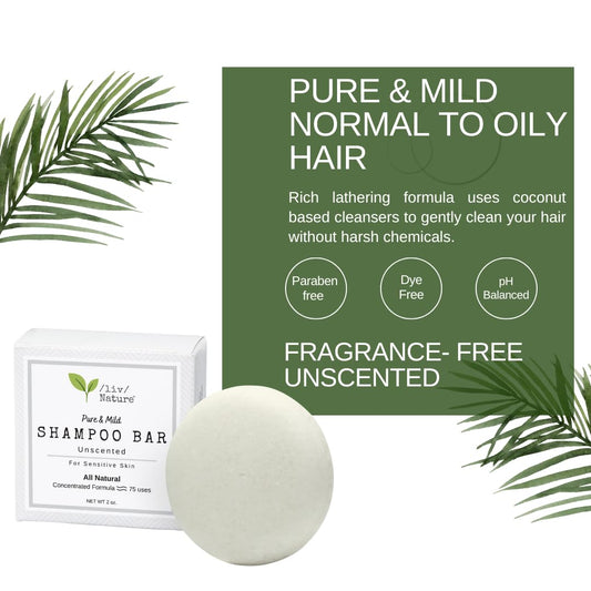 /liv/ Nature Fragrance Free Shampoo Bar | Clean Non Toxic Shampoos | Hypoallergenic | Gentle, Safe for Sensitive Skin, Psoriasis | Unscented | Travel | Handmade in USA 1-pk