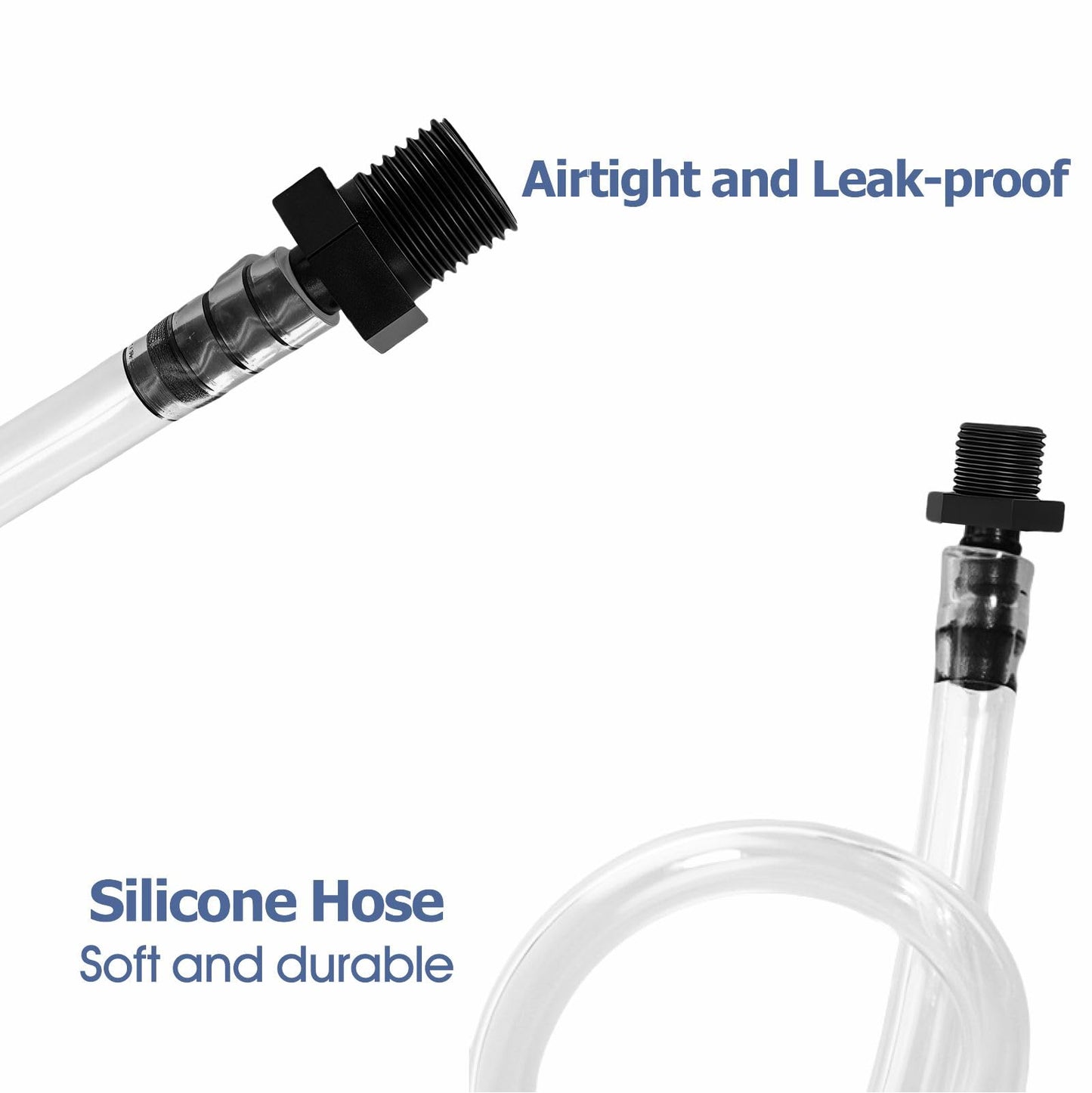 Oxygen Concentrator Humidifier Bottle Connecting Tube - O2 Generator Humidifier Water Cup Adapter with Standard Threaded Connector, 10 Pcs (Black-Straight, 12"L)