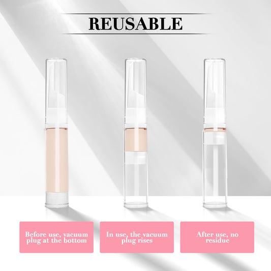 Liobelon 15 Piece Airless Pump Bottles, Empty Refillable Airless Pump Jars, Travel Size Dispenser Vacuum Eye Cream Bottle, Mini Travel Bottles for Lotion Toiletries Liquid Toner Sample, 5ml 10ml 15ml