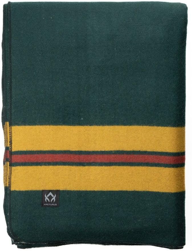 Arcturus Rainier Wool Blanket - 4.5lbs Warm, Heavy, Washable, Large | Great for Camping, Outdoors, Survival & Emergency Kits (Fort Vancouver)