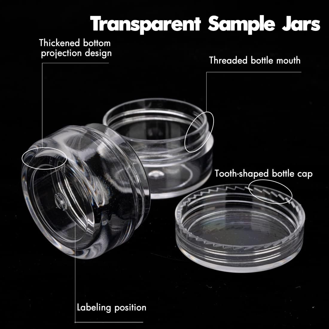 5 Gram Sample Containers With Lids, 200 Count 5ML Clear Jars, Empty Lip Balm Containers, Small Makeup Travel Jars for Glitter, Lotion, Cream, Beads, With Labels, Mini Spatulas